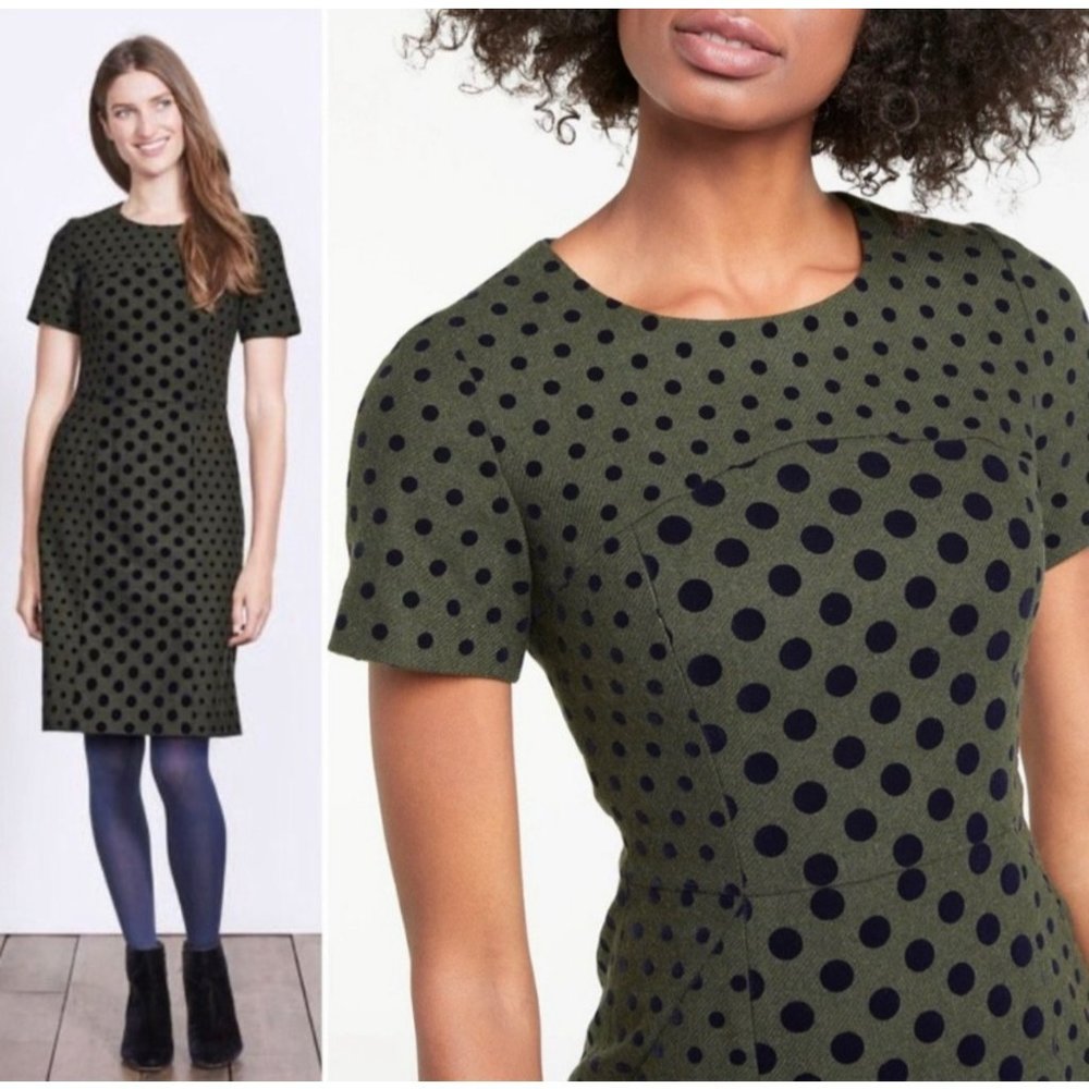 Boden Kathryn Dress Velvet Polka Dot Midi Wool Pockets 4